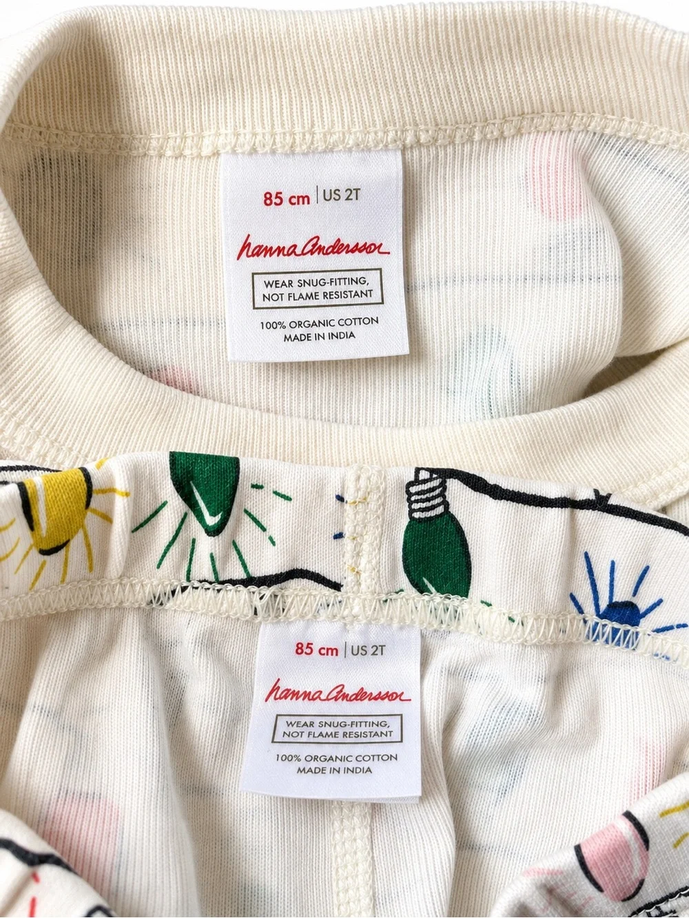 Hanna Andersson Christmas Lights Pajama Set Organic Cotton 2T